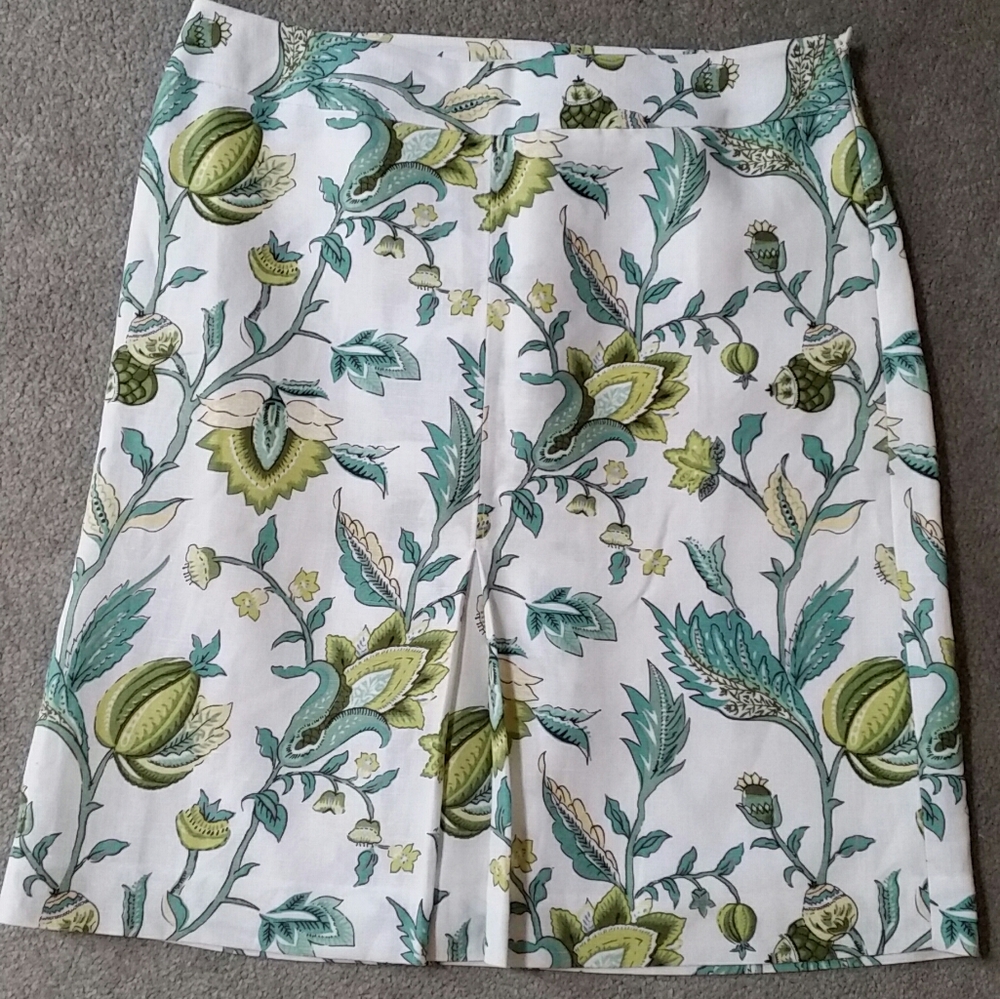 LOFT White Print Pencil Skirt Size 0
